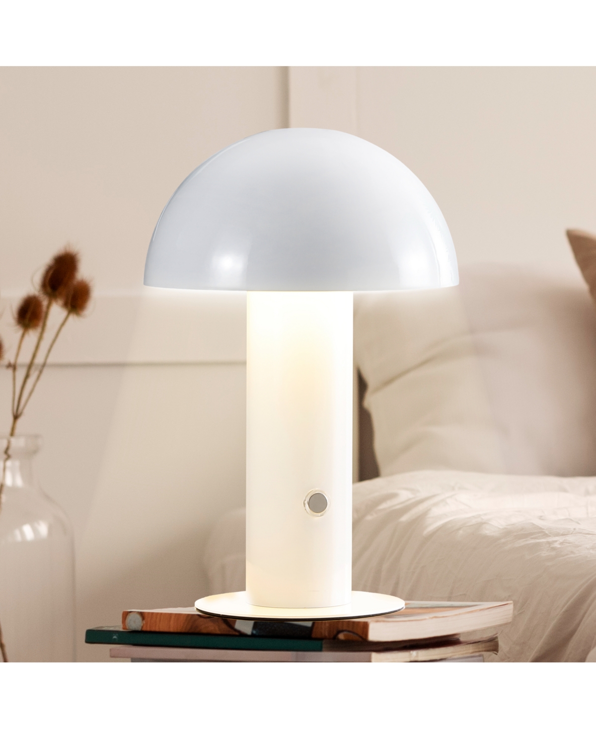 Boletus Contemporary Bohemian Rechargeable, Cordless Iron Integrated Led Mushroom Table Lamp