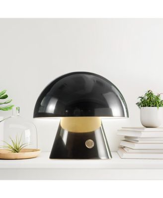 Porcini 7" Contemporary Bohemian Rechargeable, Cordless Iron Integrated LED Mushroom Table Lamp