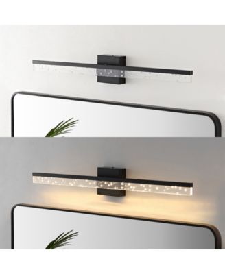 Ingres 30" 1-Light Modern Contemporary 360-Degree Rotatable Iron, Seeded Acrylic Integrated LED Vanity Light