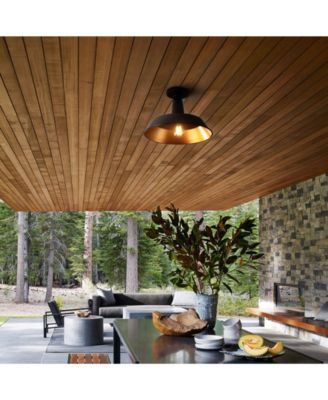 Camila 14" 1-Light Classic Industrial Indoor, Outdoor Iron LED Semi Flush Mount