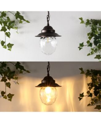 Manteo 8.25" 1-Light Farmhouse Industrial Iron, Glass Outdoor LED Pendant