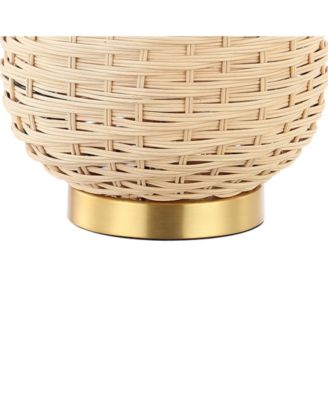 Chakrii 25" Rustic Bohemian Iron, Rattan LED Table Lamp with Pull-Chain