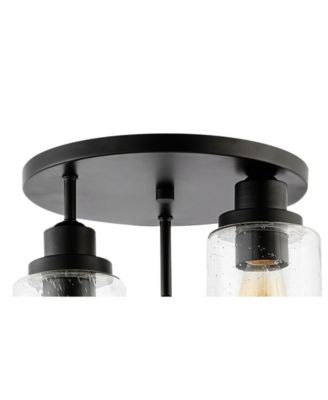 Jonah 12" 3-Light Bohemian Farmhouse Iron, Seeded Glass LED Semi Flush Mount