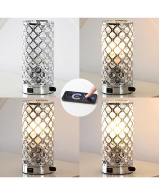 Lucie 9.5" Mid-Century Modern Iron, Acrylic LED Mini Uplight Table Lamp with USB Charging Port and Smart Bulb