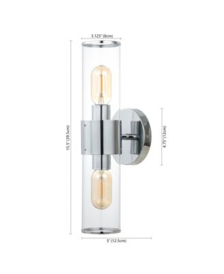 Quinn 15.5" 2-Light Mid-Century Modern Iron, Acrylic LED Sconce