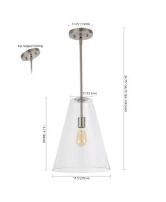 Arlo 11.5" 1-Light Mid-Century Modern Iron, Seeded Glass LED Pendant