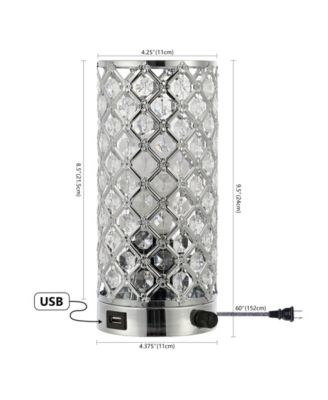 Lucie 9.5" Mid-Century Modern Iron, Acrylic LED Mini Uplight Table Lamp with USB Charging Port and Smart Bulb