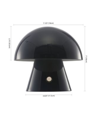 Porcini 7" Contemporary Bohemian Rechargeable, Cordless Iron Integrated LED Mushroom Table Lamp