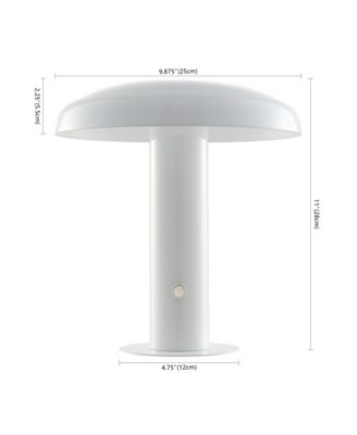 Suillius 11" Contemporary Bohemian Rechargeable, Cordless Iron Integrated LED Mushroom Table Lamp