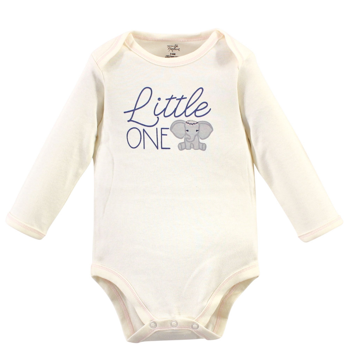 Touched by Nature Baby Girls Baby Organic Cotton Long-Sleeve Bodysuits 5pk,- Pink elephant
