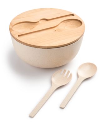 Oake - Salad Bowl with Lid & Pair of Servers