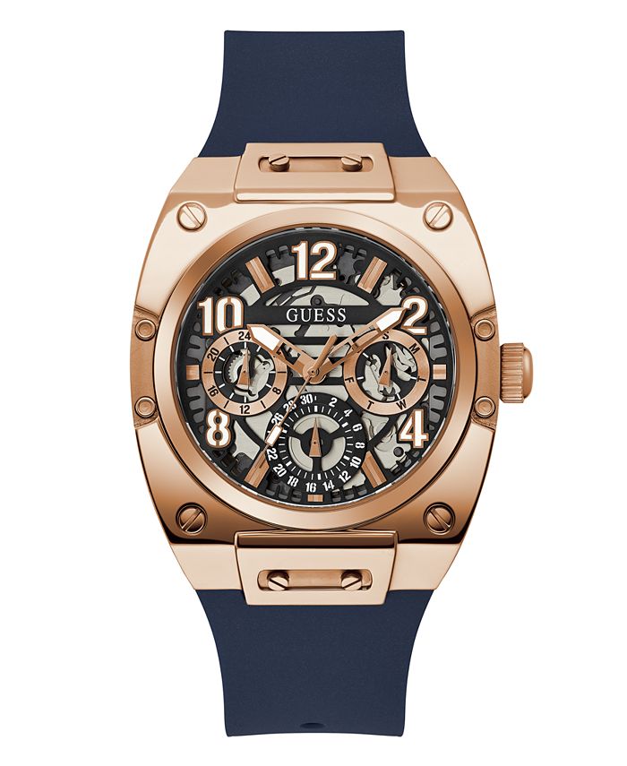 GUESS Men s Multifunction Navy Silicone Watch 43mm Macy s