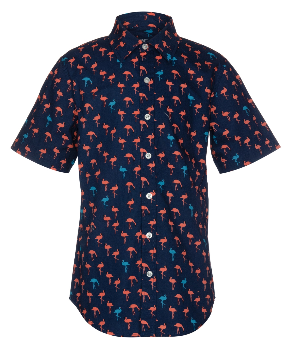 Univibe Kids' Big Boys Barrier Flamingo Print Woven Shirt In Navy