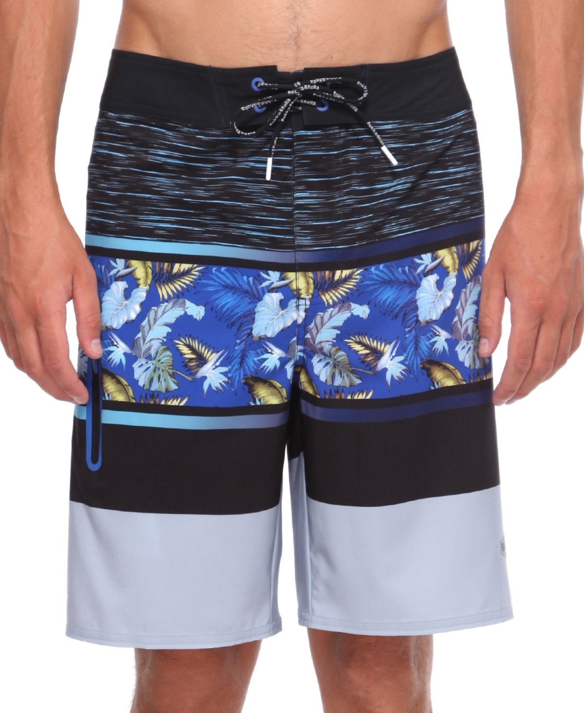Men's 9" No Mesh Liner Board Shorts Quick Dry Swim Trunks - Leaves color block