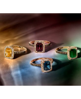 Deep Sea Blue Topaz (1-5/8 ct. t.w.) & Diamond (3/8 ct. t.w.) Halo Ring in 14k Rose Gold (Also in Amethyst & Citrine)