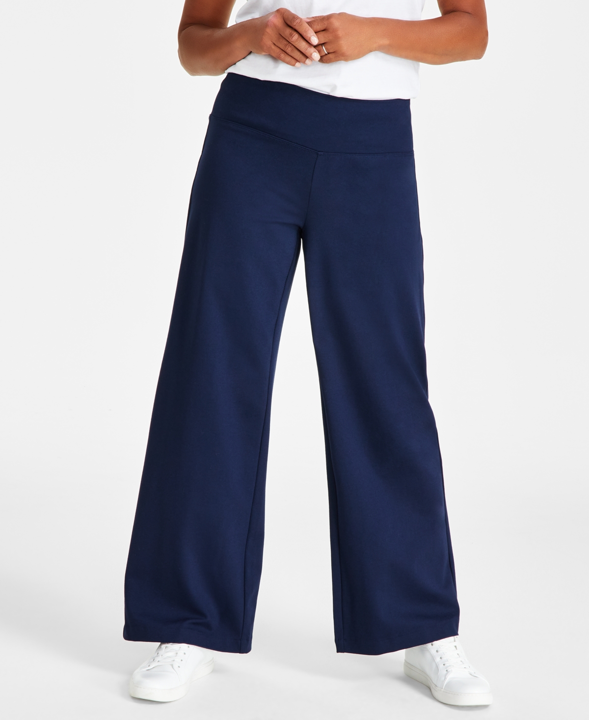 Shop Style & Co Petite Wide-leg Pull-on Pants, Created For Macy's In Industrial Blue