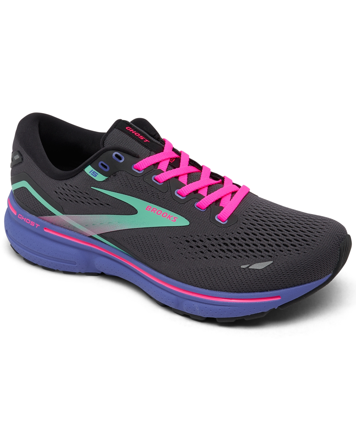 Brooks Women's Ghost 15 Running Sneakers From Finish Line In Black/blue ...