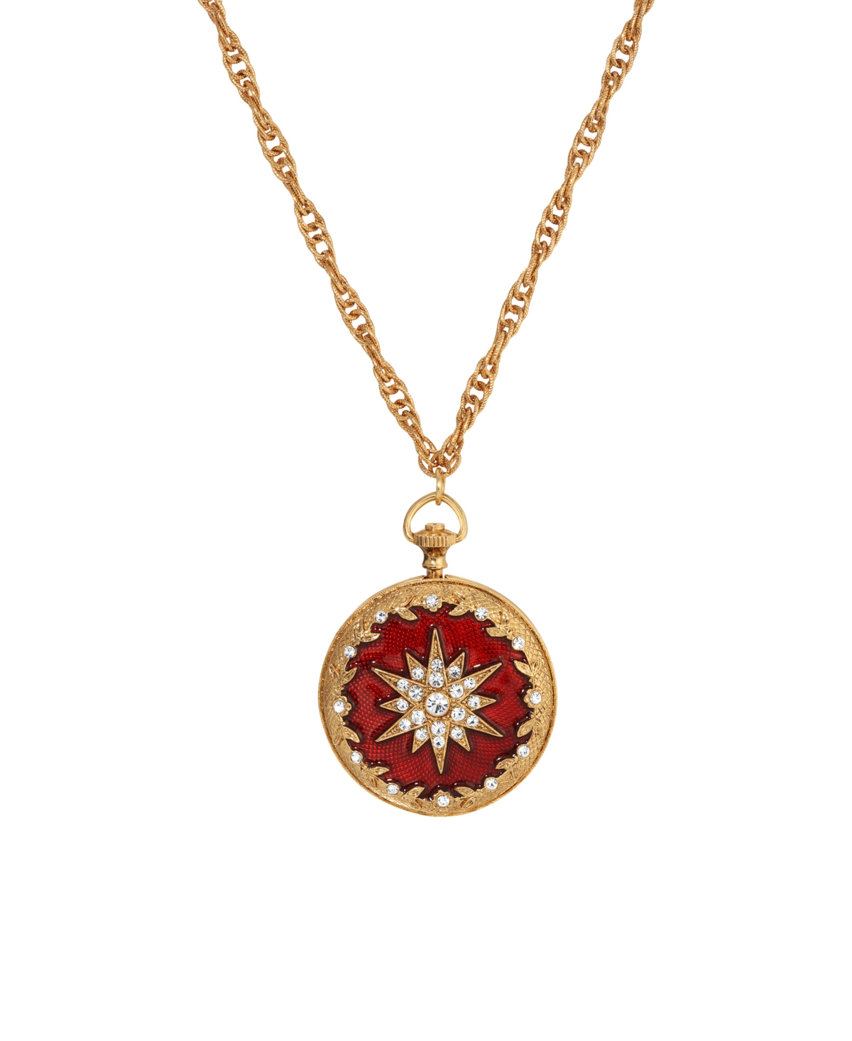2028 Enamel Star Of Bethlehem Locket Necklace In Red