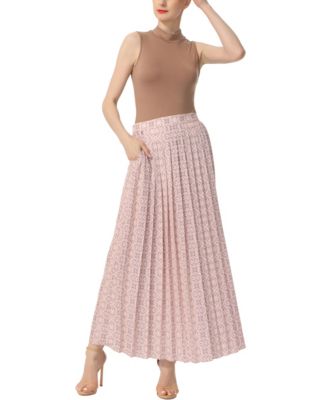 Women's Print Box Pleat Maxi Skirt