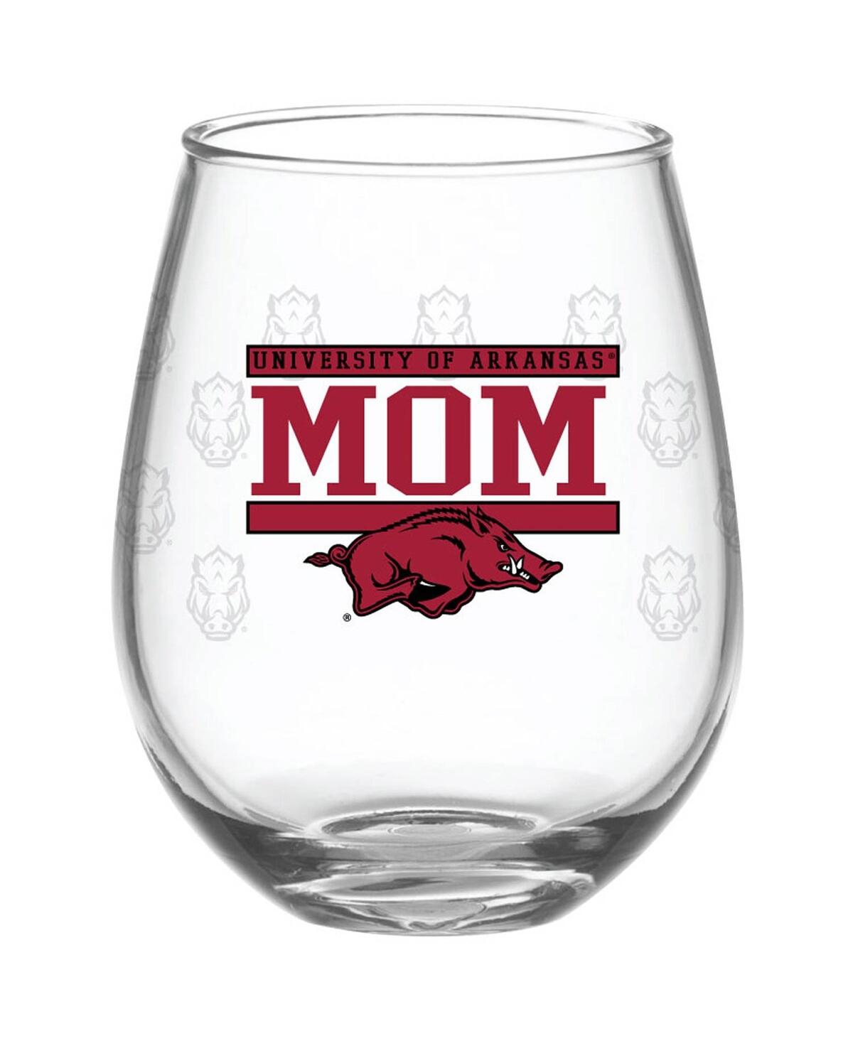 Indigo Falls Arkansas Razorbacks 15 oz Mom Stemless Wine Glass In White