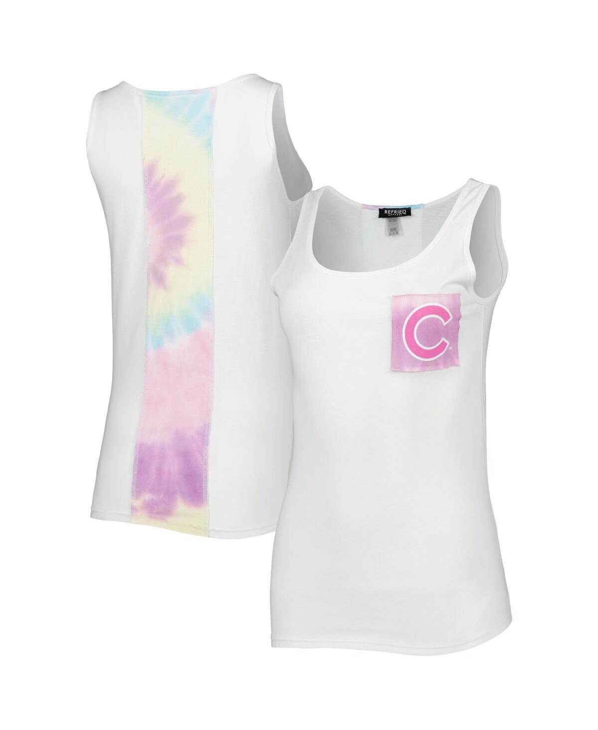 REFRIED APPAREL WOMEN'S REFRIED APPAREL WHITE CHICAGO CUBS TIE-DYE TANK TOP