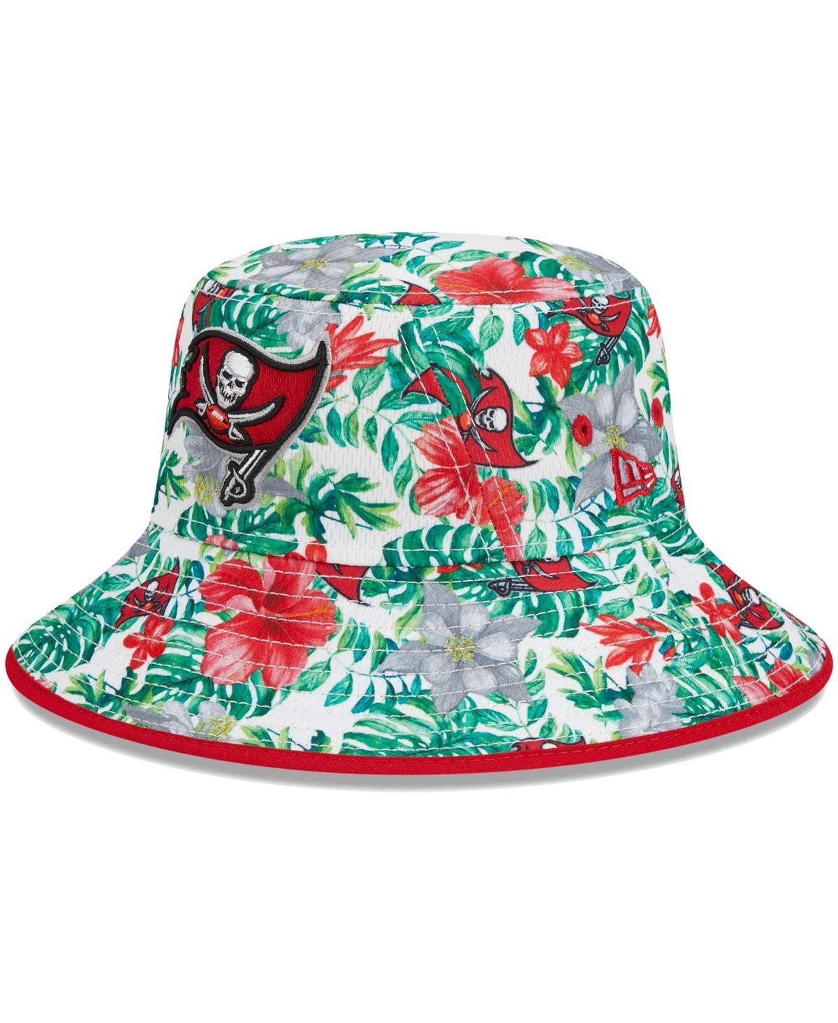 Shop New Era Men's  White Tampa Bay Buccaneers Botanical Bucket Hat