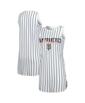 Women's White San Francisco Giants Reel Pinstripe Knit Sleeveless Nightshirt