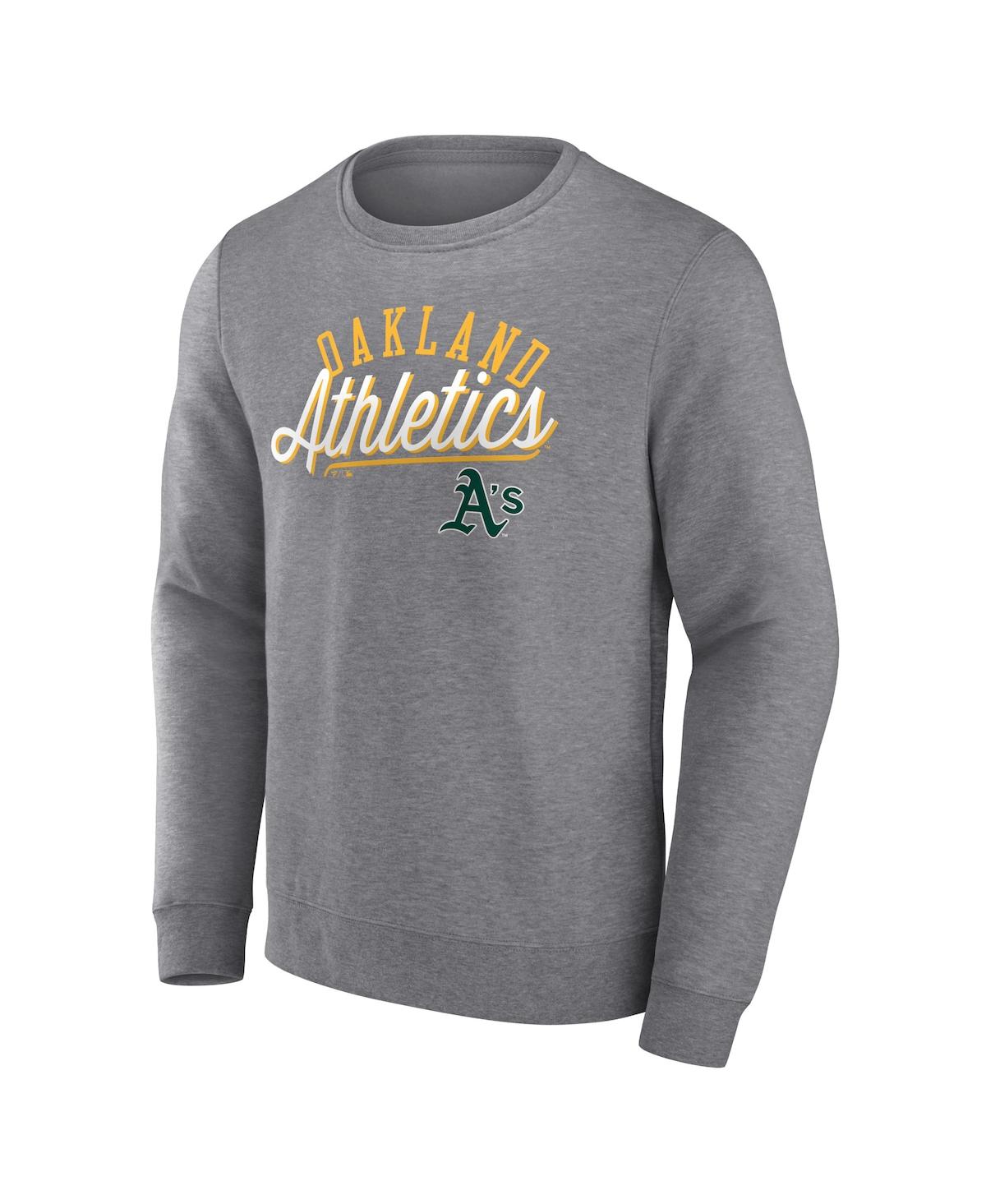 Shop Fanatics Men's  Heather Gray Oakland Athletics Simplicity Pullover Sweatshirt