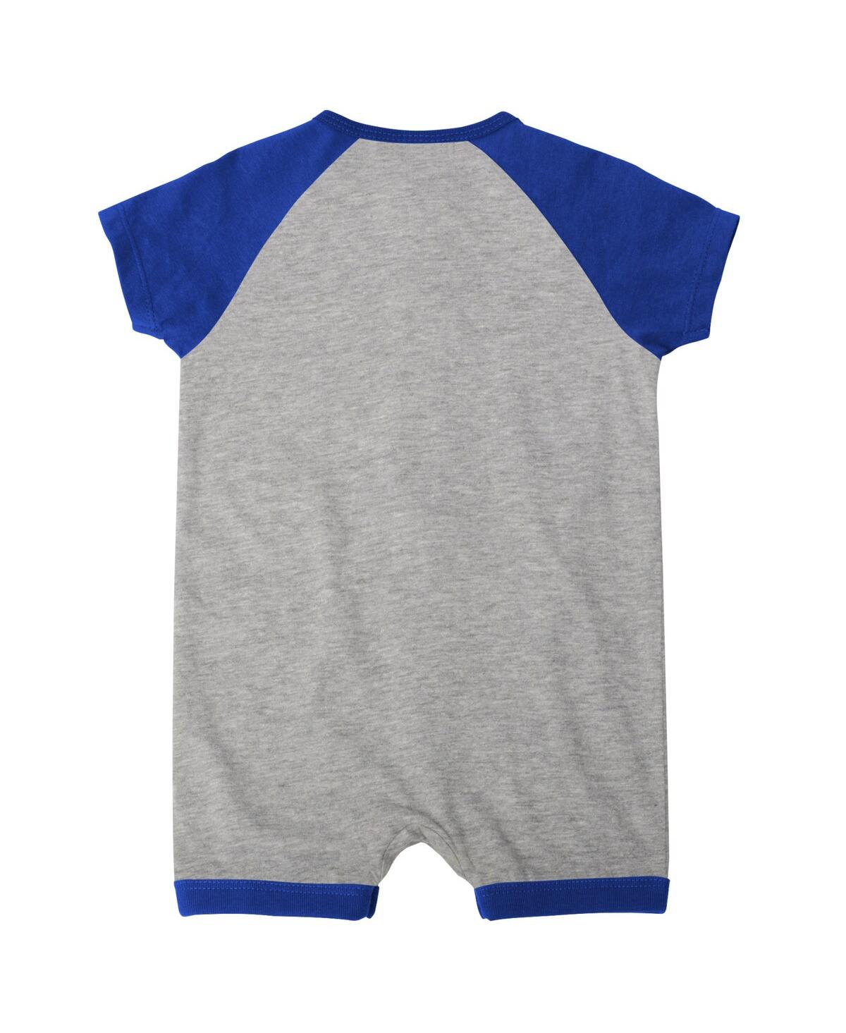 Infant Boys and GirlsLos Angeles Dodgers Extra Base Hit Raglan Full-Snap Romper - Heather Gray