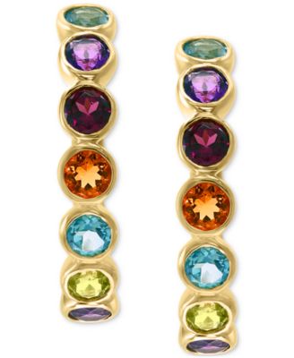 EFFY&reg; Multi-Gemstone Small Hoop Earrings (1-3/4 ct. t.w.) in 14k Gold-Plated Sterling Silver, 0.83"