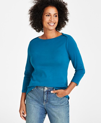 Karen Scott Petite Short-Sleeve Solid Top - Women's Macy's