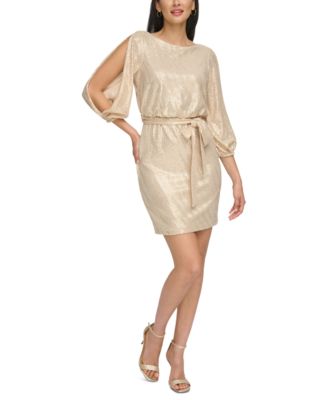 Jessica Howard Women s Foil Knit Split Sleeve Blouson Dress Macy s