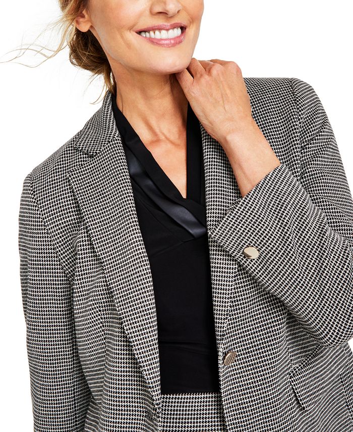 Anne Klein Women's Mini Houndstooth One-Button Jacket - Macy's