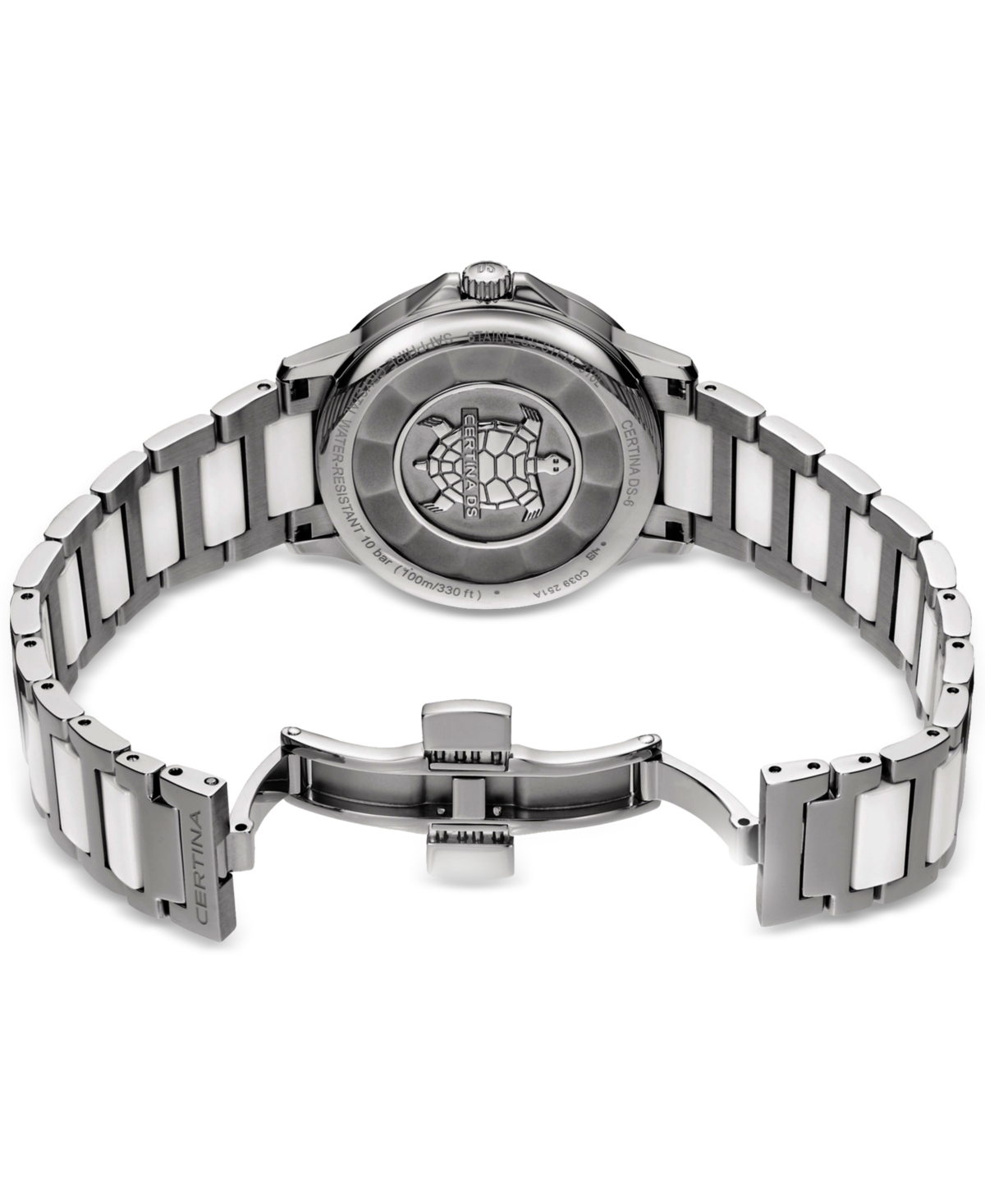 Shop Certina Women's Swiss Ds-6 White Ceramic & Stainless Steel Bracelet Watch 35mm