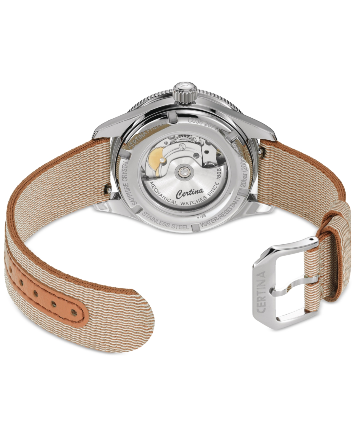 Shop Certina Women's Swiss Automatic Ds Ph200m Diamond (1/20 Ct. T.w.) Beige Synthetic Strap Watch 39mm In White Mother Of Pearl