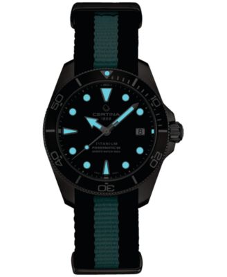 Women's Swiss Automatic DS Action Diver Black & Blue Stripe Synthetic Strap Watch 38mm
