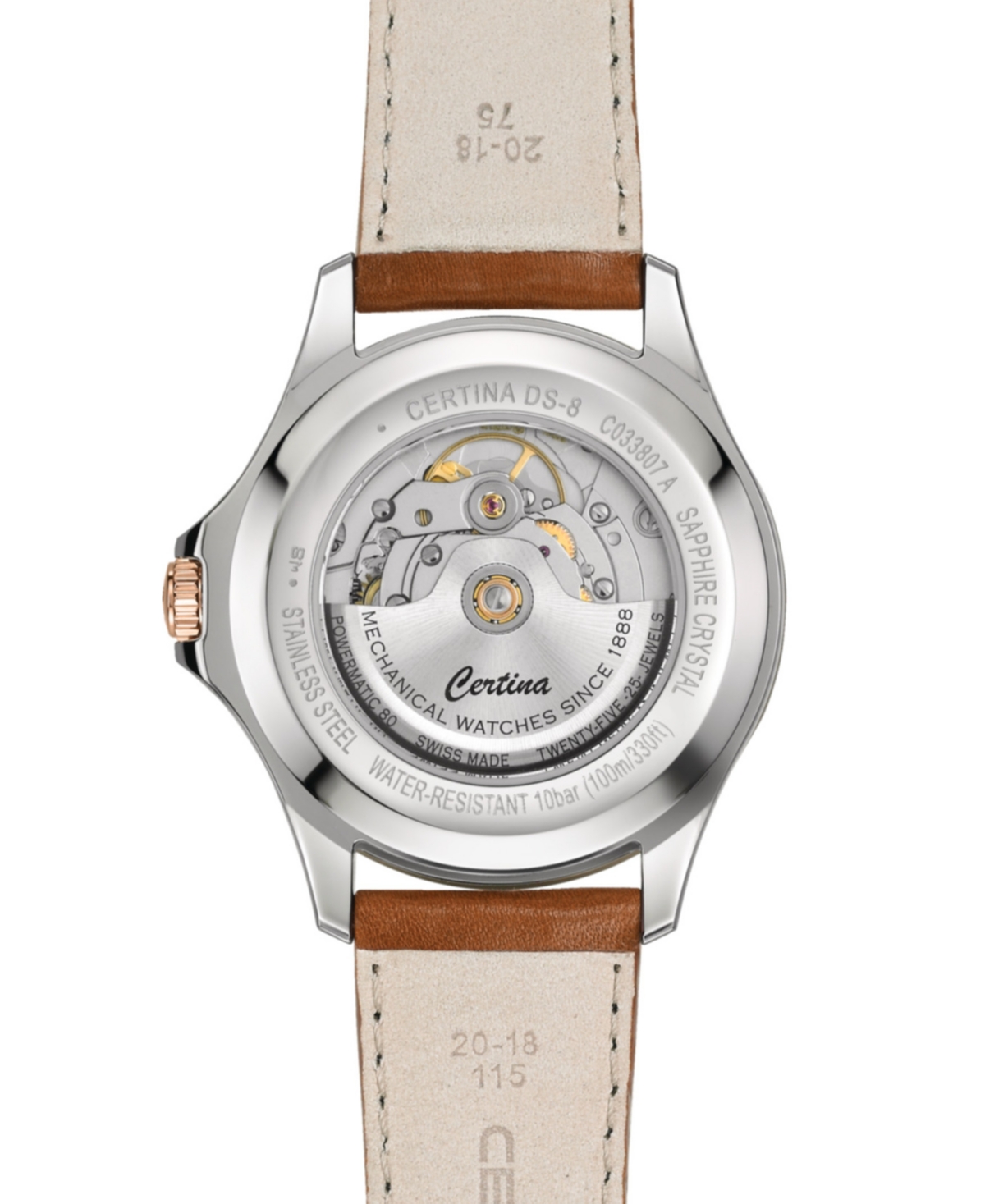 Shop Certina Men's Swiss Automatic Ds-8 Brown Leather Strap Watch 41mm In Grey