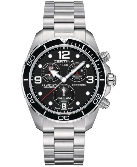 Мужские часы Certina Swiss Chronograph DS Action Stainless Steel Bracelet Watch 43mm