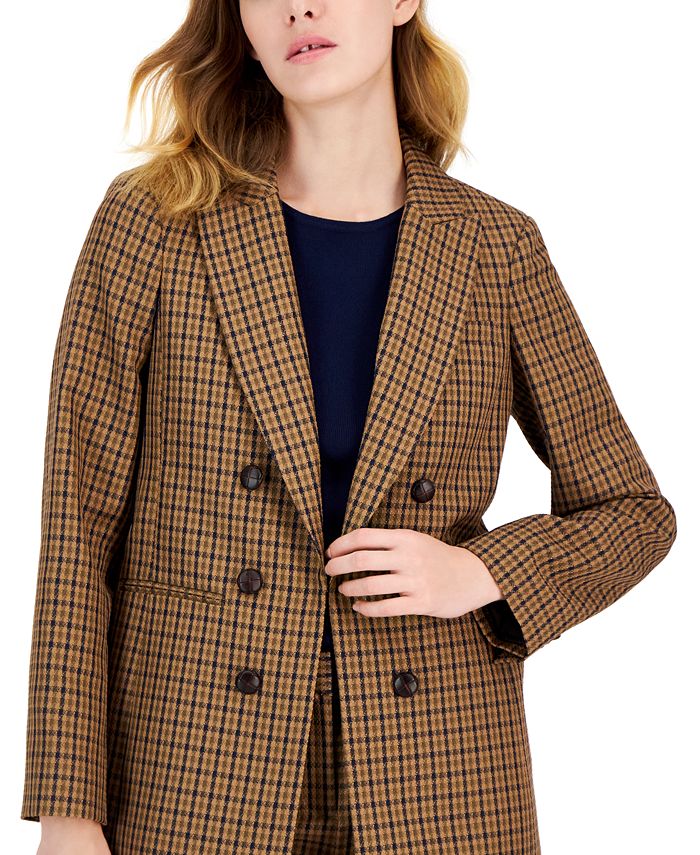 T TAHARI Lined Houndstooth Blazer main image 0