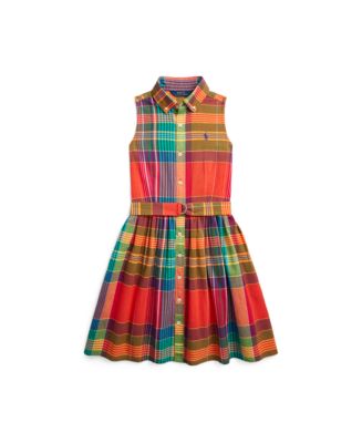 ralph lauren madras shirt dress Polo Ralph Lauren Kids' Plaid Cotton Madras Shirtdress In Pink Turquoise  Multi