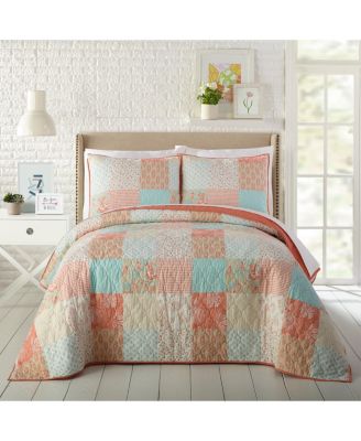 Jessica Simpson Ikigai Quilt Sets Bedding In Coral