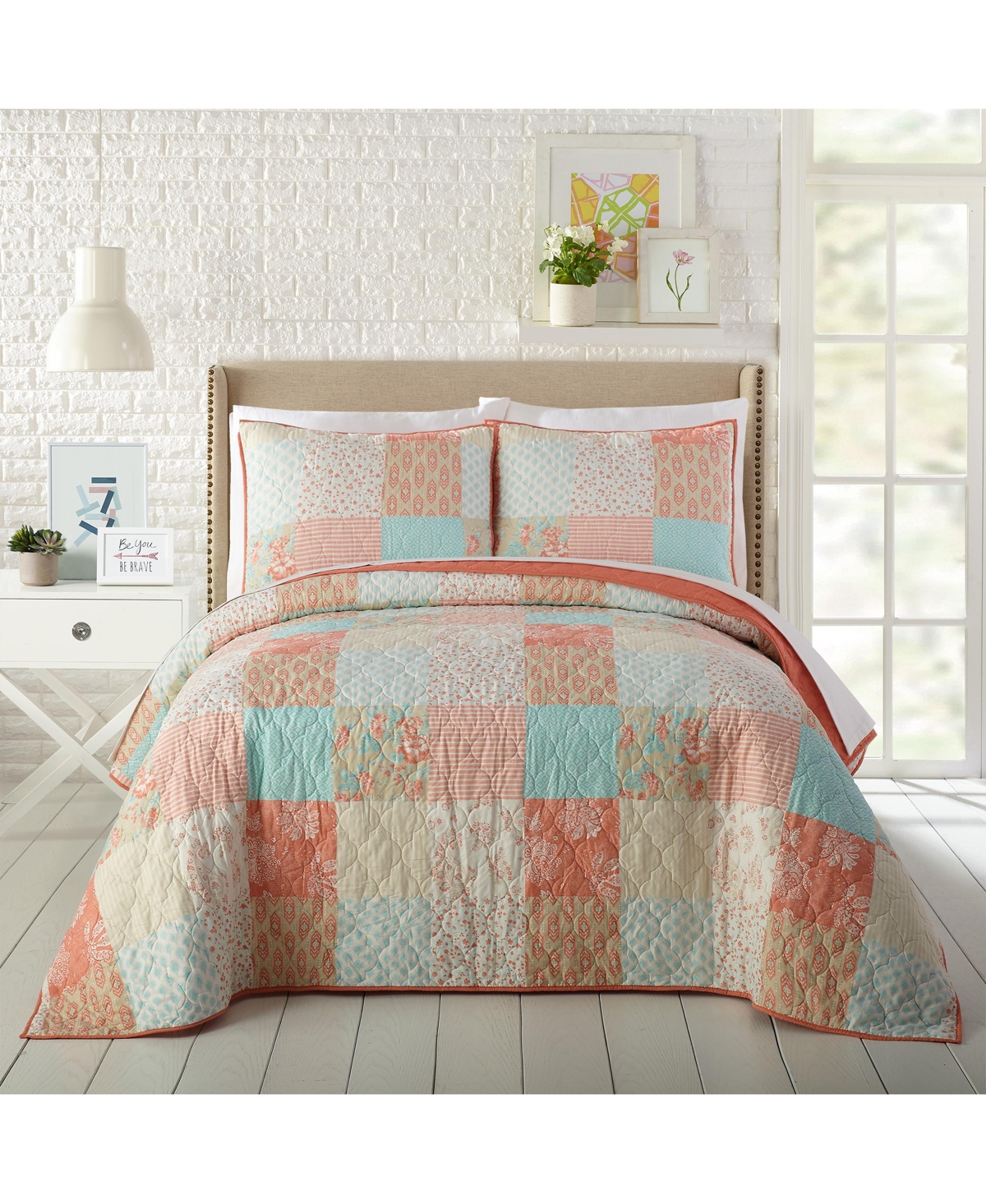 Jessica Simpson Ikigai 3-piece Quilt Set, King In Coral
