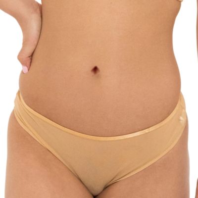 Plus Size Nude Shade Mesh Sheer Stretch Thong