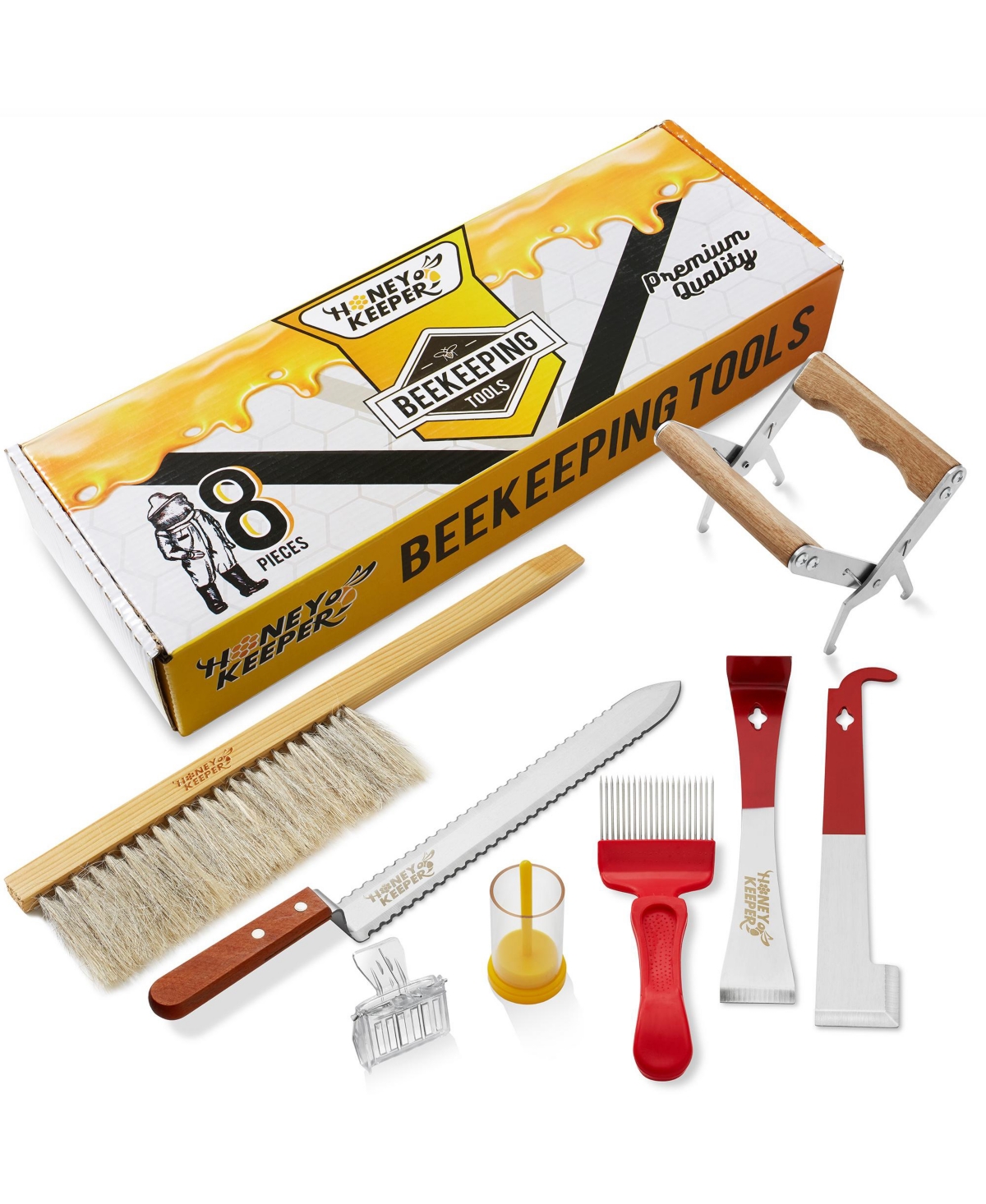 8-Piece Beekeeping Tool Kit - Essential Starter Supplies for Beginner Beekeepers - Assorted Pre-Pack