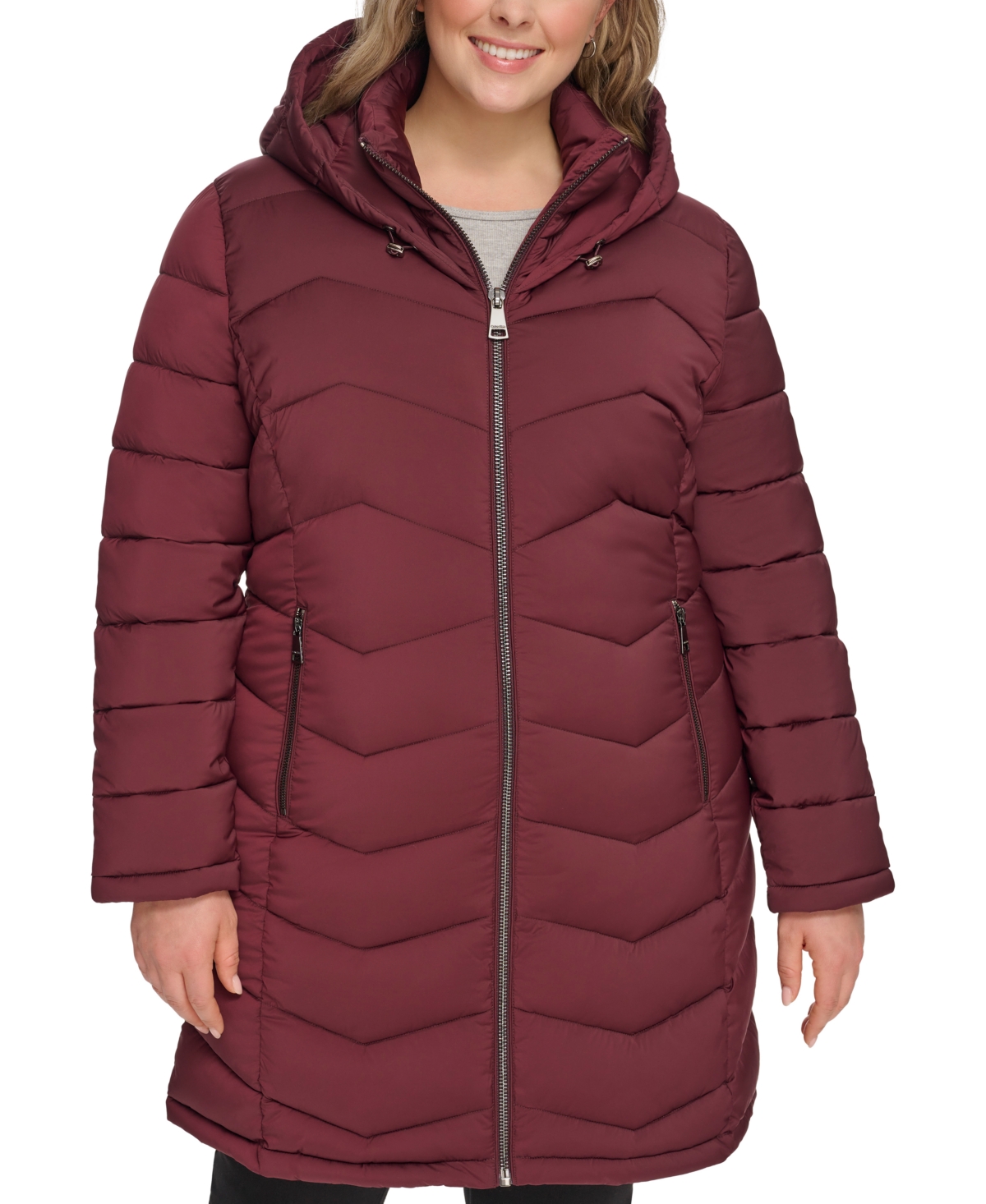 CALVIN KLEIN WOMEN'S PLUS SIZE HOODED PACKABLE PUFFER COAT, CREATED FOR MACY'S
