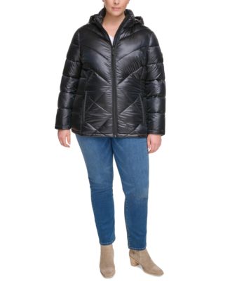 Calvin klein plus size packable down coat best sale