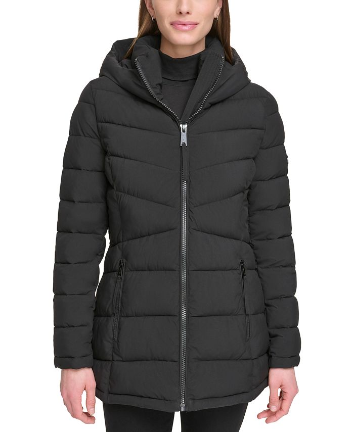 Calvin Klein Women's Stretch Hooded Puffer Coat, Created for Macy's - Macy's