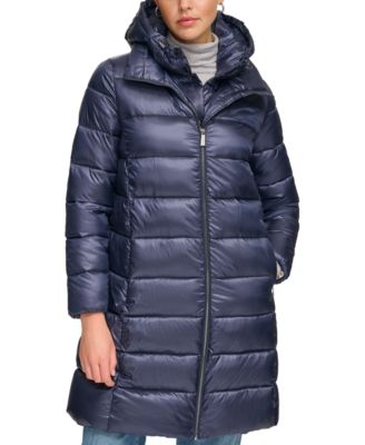 Women's Shine Bibbed Hooded Packable Puffer Coat, Created for Macy's