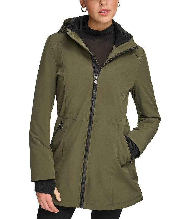 Calvin Klein Ladies Fleece Lined Windbreaker Hooded Rain Jacket Coat