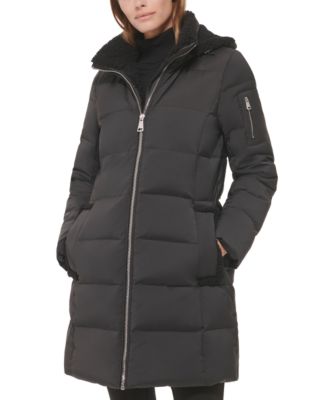 Women's Sherpa-Trimmed Hooded Down Puffer Coat